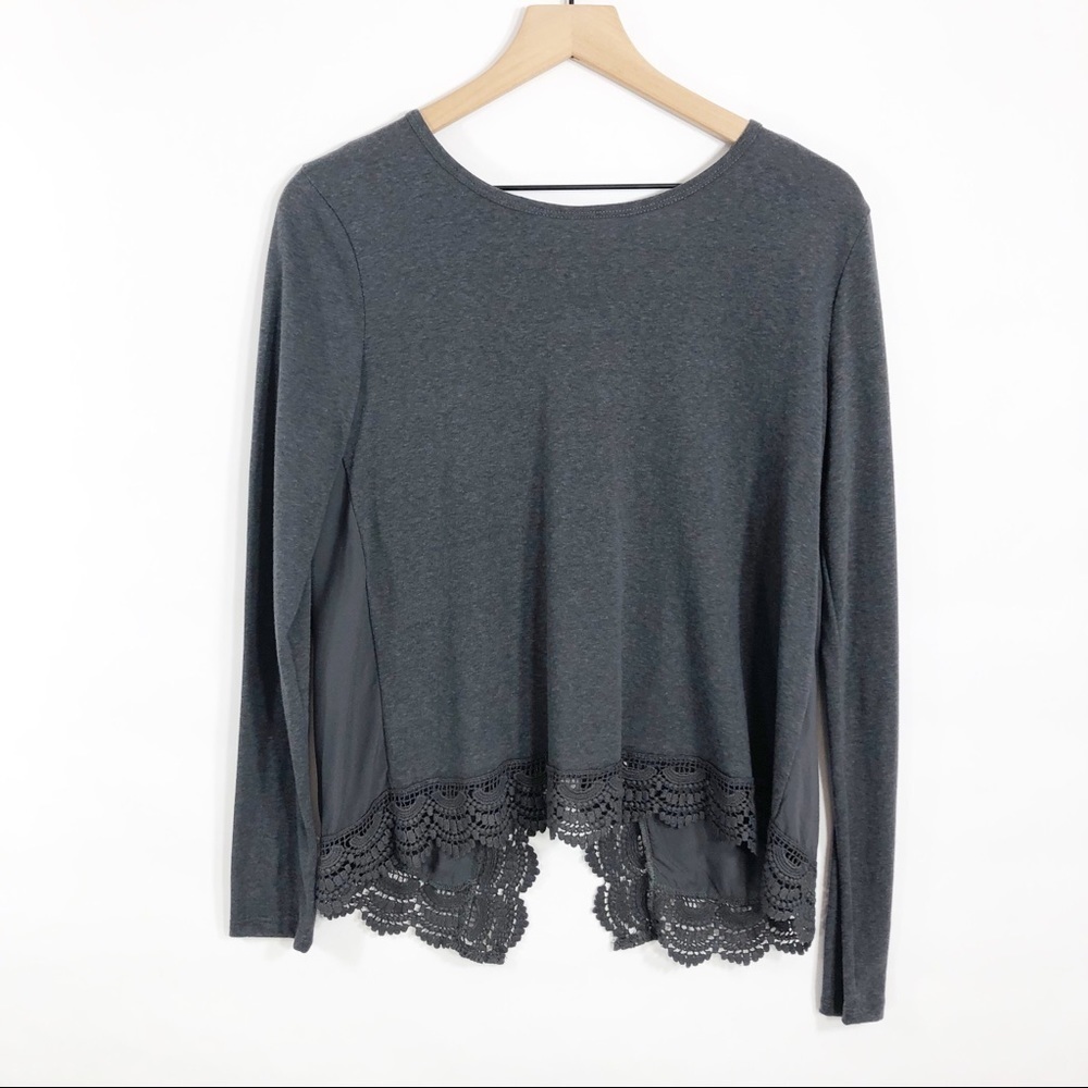 🔥Hinge gray open back long sleeve top small.